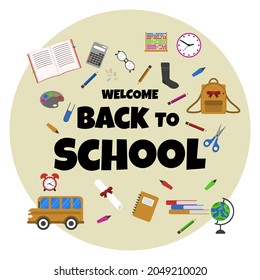 Welcome Back To School Circle Study Education Concept Vector Background