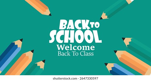 Welcome back to school clipart poster, cards, bannner set design. Back to school greeting cover collection in paper colorful grid space background with educational flat elements and  copy space.