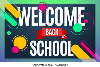 Welcome Back School Color Banner Design Stock Vector (Royalty Free ...