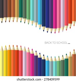 welcome back to school with colored pencil vector background