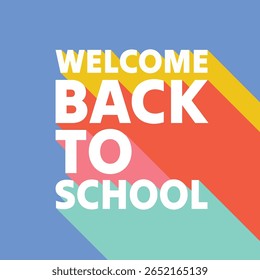 Welcome back to school colorful typography banner template. Back to school holiday celebration greeting card, flyer, poster, invitation.
Editable text vector illustration.