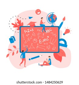 Welcome back to school concept. School board with formula.