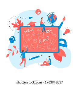 Welcome back to school concept. School board with formula.	