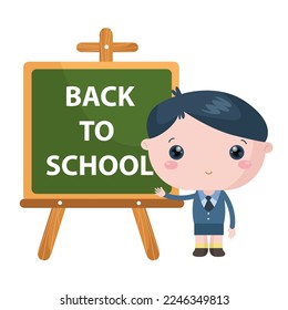 Bienvenido de vuelta a la escuela con un lindo personaje masculino