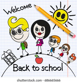 Welcome back to school Cute school kids.
