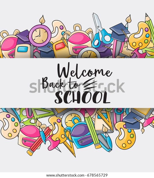 Welcome Back School Doodle Clip Art Stock Vector Royalty Free