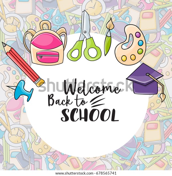 Welcome Back School Doodle Clip Art Stock Vector (Royalty Free) 678565741