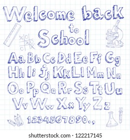 Welcome Back To School Doodle Font On Lined Sheet