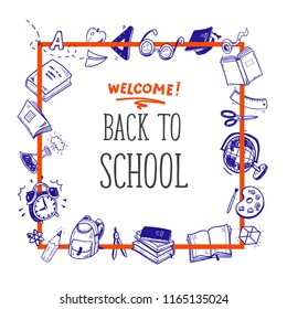welcome Back to School doodle frame