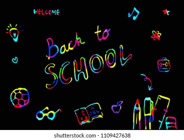 Welcome back to school doodle. vector arts .colorful  hand drawn illustration