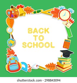 Welcome back to school. Education background design. Colorful frame vector composition. 
