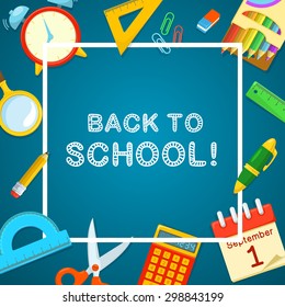 Welcome back to school. Education background design. Colorful frame vector composition. 