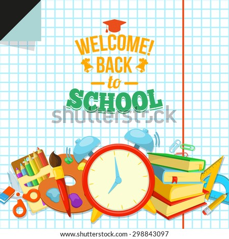 welcome back school education background design stock vector school background design