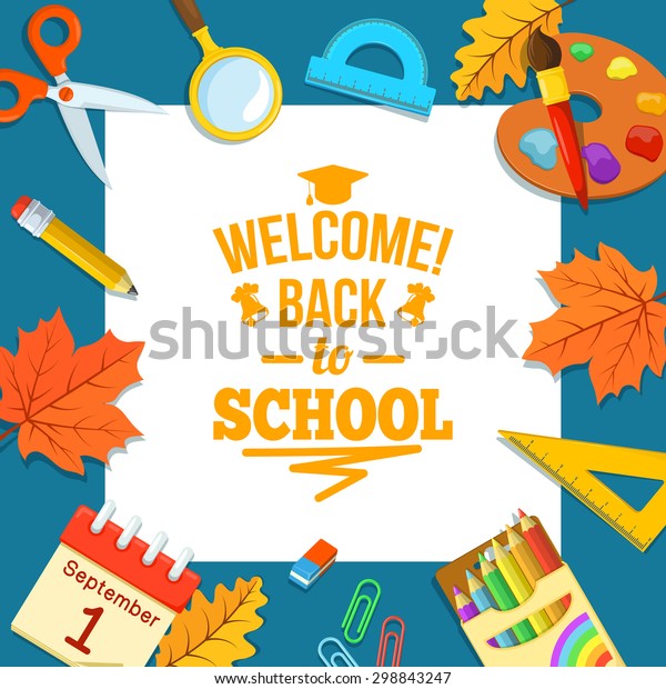 Welcome back to school. Education background design. Colorful frame