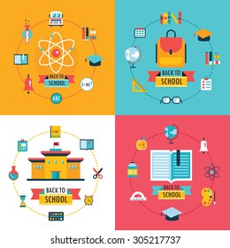 Welcome back to school Education banner set Flat Design