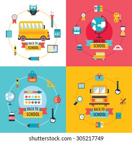 Welcome back to school Education banner set Flat Design