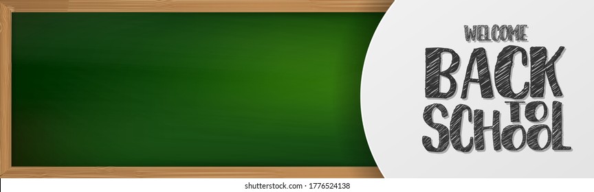 Welcome back to school. Education sale banner or header with lettering. Realistic 3d illustration.