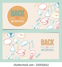 Welcome back to school. Education sketchy background. Doodle style. Eps 10 vector illustration.