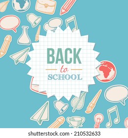 Welcome back to school. Education sketchy background. Doodle style. Eps 10 vector illustration.
