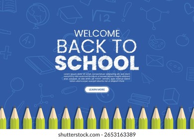 Welcome back to school elements for learning background. Vector illustration