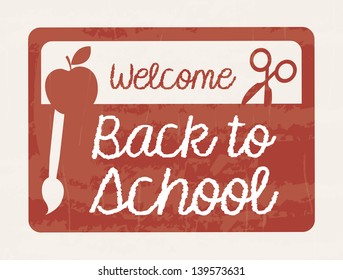 welcome back to school frame over burgundy background vector illustration