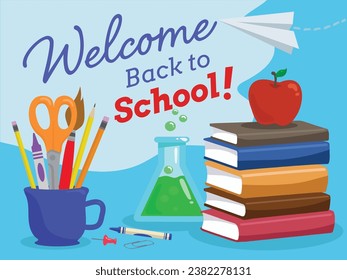 Welcome Back to School graphic, vector illustration