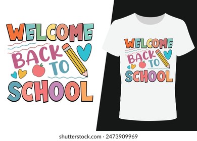 Welcome Back to School Groovy Typography Design, Creative Welcome Back to School Lettering, Fun Back to School Lettering Art, Colorful Groovy Welcome Back to School Lettering Designs