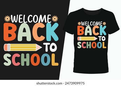 Welcome Back to School Groovy Typography Design, Creative Welcome Back to School Lettering, Fun Back to School Lettering Art, Colorful Groovy Welcome Back to School Lettering Designs