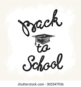 Welcome back to school hand lettering sketch background.