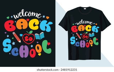 bienvenido de vuelta a la escuela feliz último día, primer día, 2º grado Plantilla de diseño de camisetas