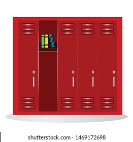 Welcome back to school illustration. Flat vector kids clipart with cupboard. School locker educational design.