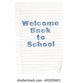 Welcome back to school inscribe, freehand lettering. Vector illustration.