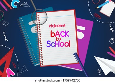 welcome back to school with school items
. ready to study.