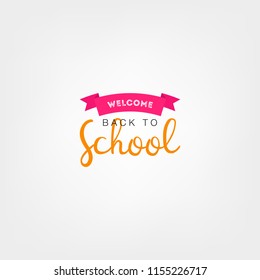 Welcome back to school label. School Background. Back to school sale tag. Vector illustration. Hand drawn lettering badges. Typography emblem set