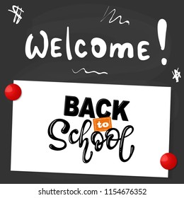 Welcome Back to school. Lettering phrase . Color art. Handwritten symbol for t-shirt design, poster, web design, print