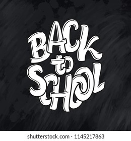 Welcome back to school lettering quote. Back to school sale tag. Vector illustration. Hand drawn lettering badges. Typography emblem set. Chalk background