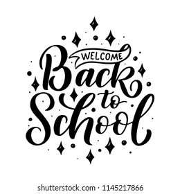 Welcome back to school lettering quote. Back to school sale tag. Vector illustration. Hand drawn lettering badges. Typography emblem set