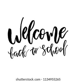 Welcome Back to School. Lettering text logo isolated on white background
