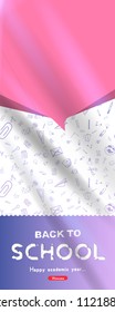 Welcome Back to school. Long vertical Banner with set of doodle icons on white background. Concept for education. Vector illustration EPS10.