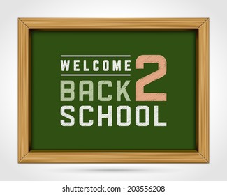 Welcome Back to school message on chalkboard vector background. 