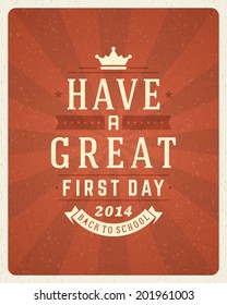 Welcome Back to school message vector background. Typographic elements. 