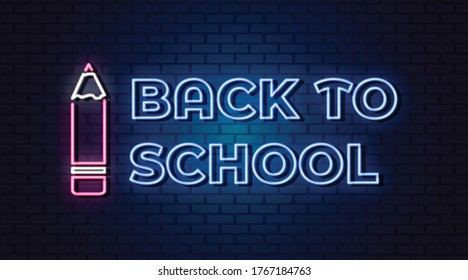 Welcome Back To School, Neon Signs Style Text Vector