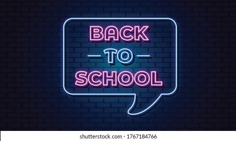 Welcome Back To School, Neon Signs Style Text Vector