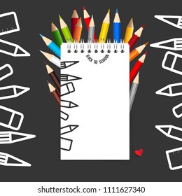 Welcome back to school with paper note, vector illustration.