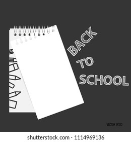 Welcome back to school with paper note, vector illustration.
