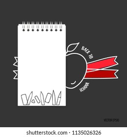 Welcome back to school with paper note, vector illustration.