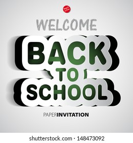Welcome Back to school paper sign - vector illustration