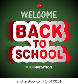 Welcome Back to school paper sign - vector illustration