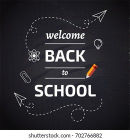 Welcome back to school poster background, vector illustration