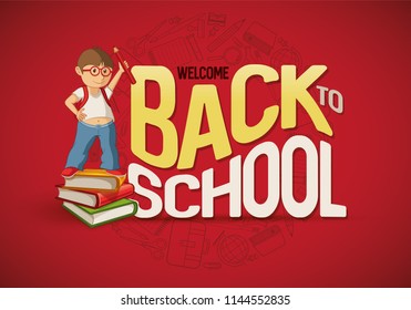 Welcome Back To School Poster Design Template. 